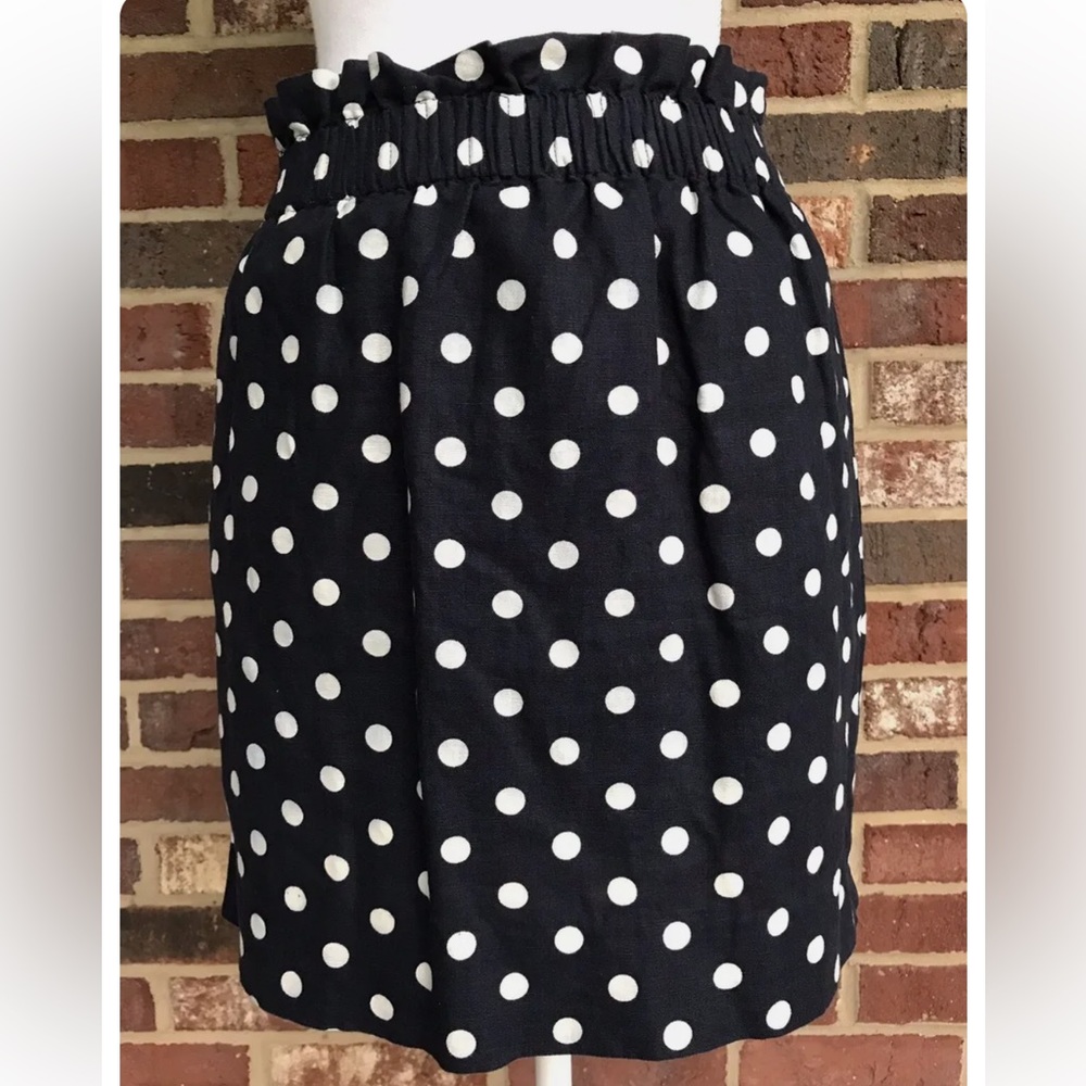 J. CREW Navy & White Polka Dot Paper Bag Skirt